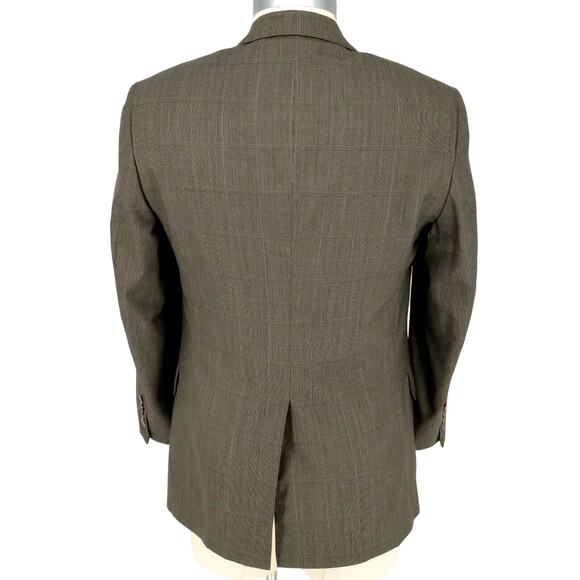 Jos A Bank Sport Coat Mens 42R Brown Plaid Pure Wool Tweed Jacket Lined Blazer - Picture 2 of 16